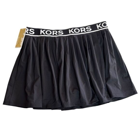 Michael Kors Pleated Swim Skirt Logo Elastic Waist Black White Medium NEW $94 - Picture 11 of 12